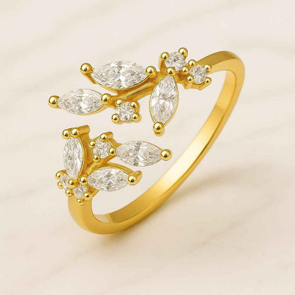 Moissanite Diamond Flower Ring 925 Sterling Silver Gorgeous Marquise Cut Ring