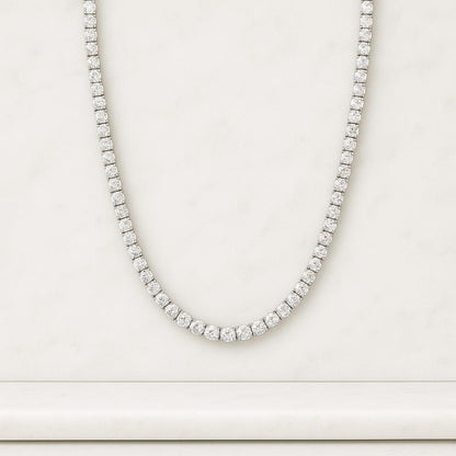 Moissanite Diamond Tennis Necklace 26 Carat Round Diamond Necklace 14KT White Gold Four Prong Set Tennis Necklace