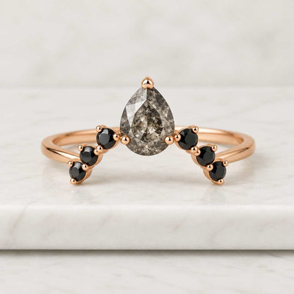 Moissanite Diamond ring set matching band women