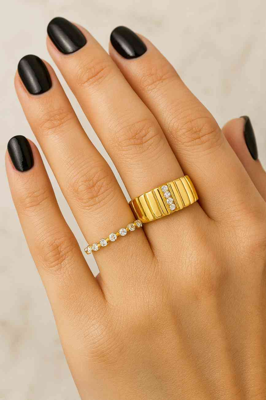 Moissanite Engagement Ring, Round Cut Distance Pave Diamond Wedding Band, 14k Yellow Gold Ring