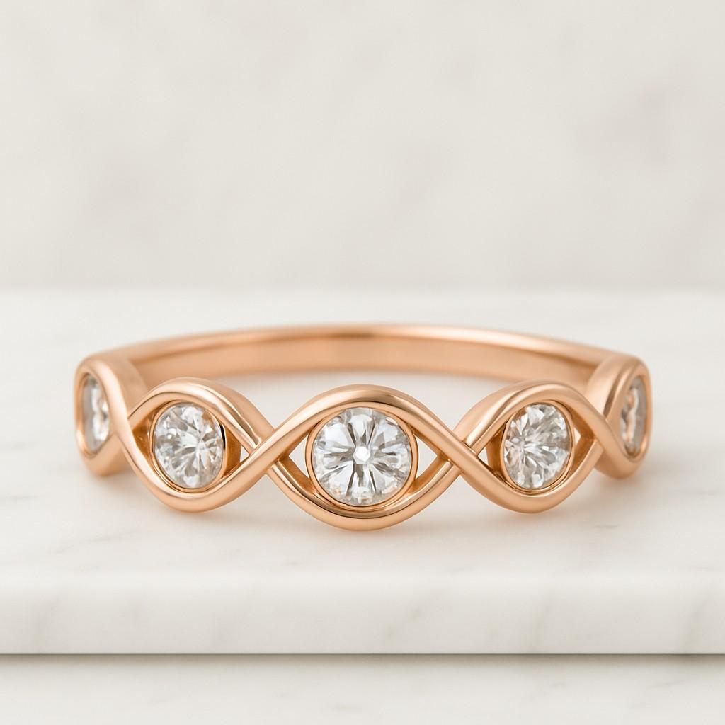 Moissanite Half Eternity Wedding Band Micro Pave Stackable Ring