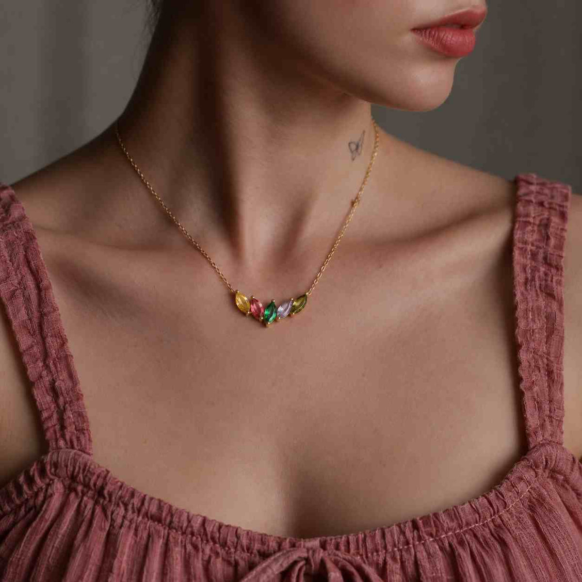 mixed cut moissanite necklace, 925 sterling silver multi stone necklace, gift for her
