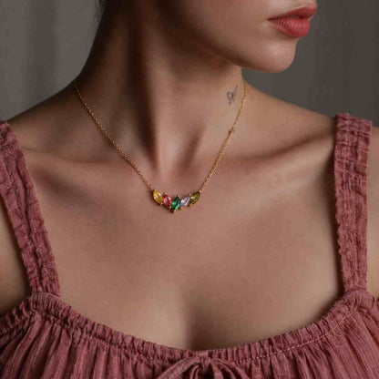 Mixed Cut Moissanite Necklace, 925 Sterling Silver Multi Stone Necklace, Gift for Her
