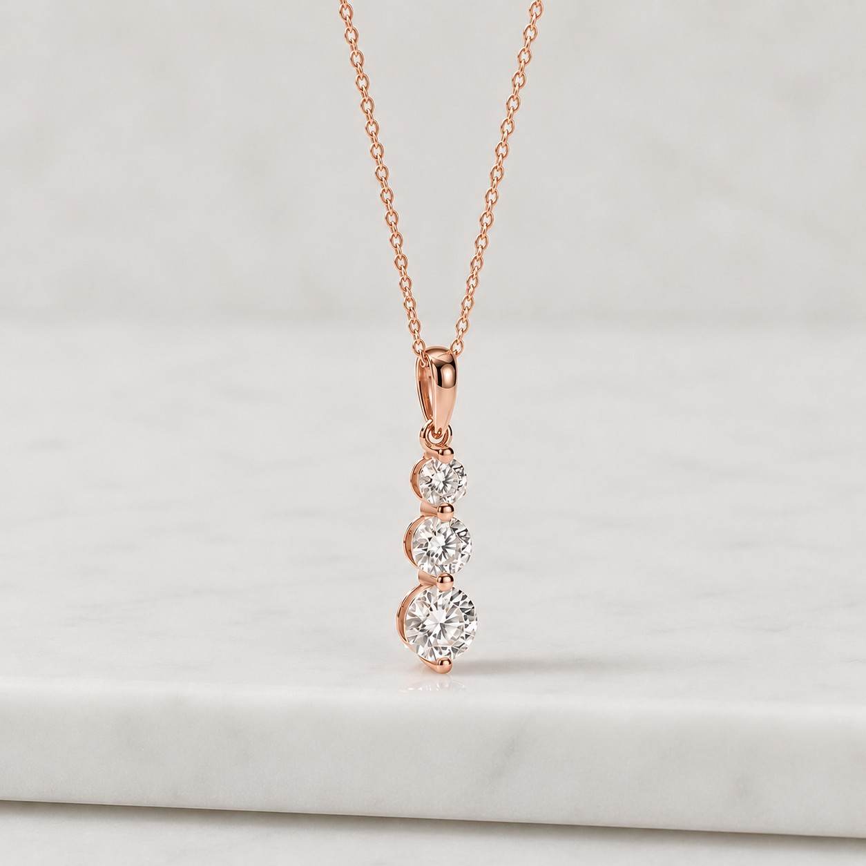 moissanite necklace 925 sterling silver, three stone journey pendant, gra certified, anniversary gift for her, fine jewelry bridal sparkle
