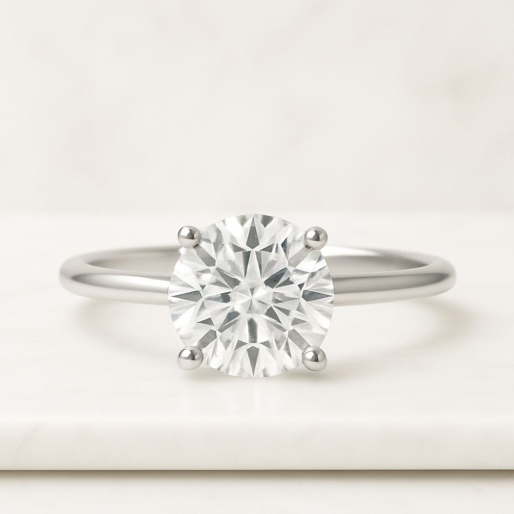 Moissanite Ring Gold Promise Ring Round Cut Engagement ring