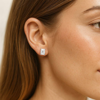 Moissanite Solitaire Stud Earrings Skewbacks 14K Gold Earrings With GRA , 925 silver earrings GRA