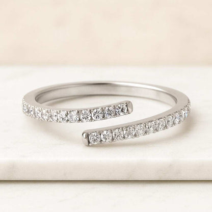 Moissanite Spiral Ring Graduated Round Stone Bypass Ring