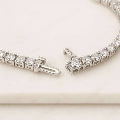 Moissanite Tennis Bracelet 18K White Gold Plated Bridal Jewelry Wedding Bracelet for Bride Sparkling Gift for Her Diamond Alternative JewelrY