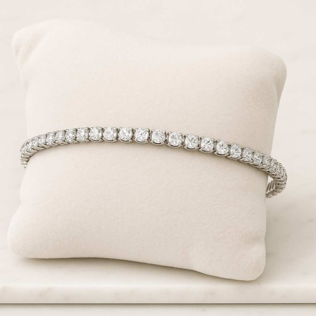 Moissanite Tennis Bracelet Solid Gold Bezel Setting Elegant Bridal Jewelry