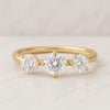 18K Yellow Gold Three Stone Moissanite Diamond Wedding Band