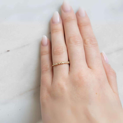 Diamond Wedding Band 10K 14K 18K Solid Gold Stacking Ring Half Eternity Ring Genuine Lab Grown Diamond Ring Anniversary Stack Ring for Women