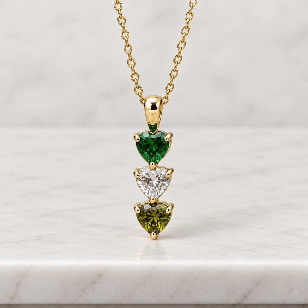 Mother's Birthstone Heart Necklace - Sterling Silver & Genuine Gemstones
