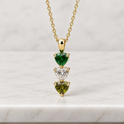 Mother's Birthstone Heart Necklace - Sterling Silver & Genuine Gemstones

