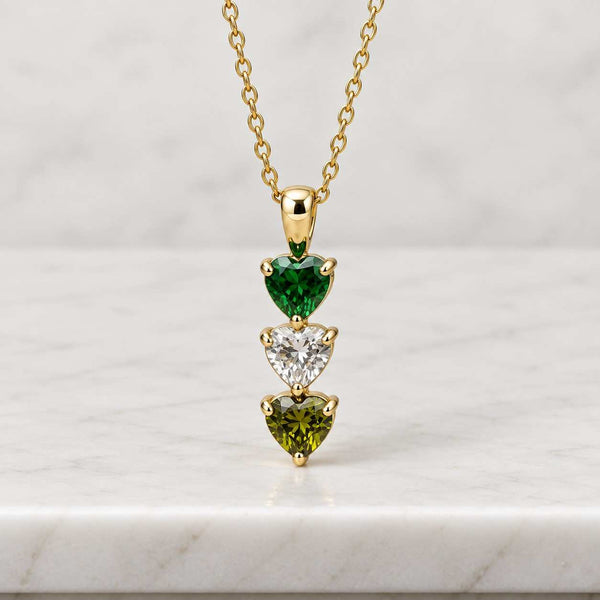 Mother's Birthstone Heart Necklace - Sterling Silver & Genuine Gemstones
