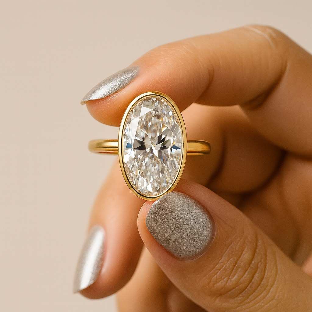 Moval Diamond Engagement Ring Solitaire Cushion Anniversary Ring 4 Claw Prong Set Ring Genuine Lab Grown Diamond Proposal Ring