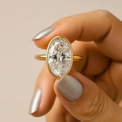 Moval Diamond Engagement Ring Solitaire Cushion Anniversary Ring 4 Claw Prong Set Ring Genuine Lab Grown Diamond Proposal Ring