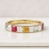 Princess Cut Multicolor Gemstone Wedding Band