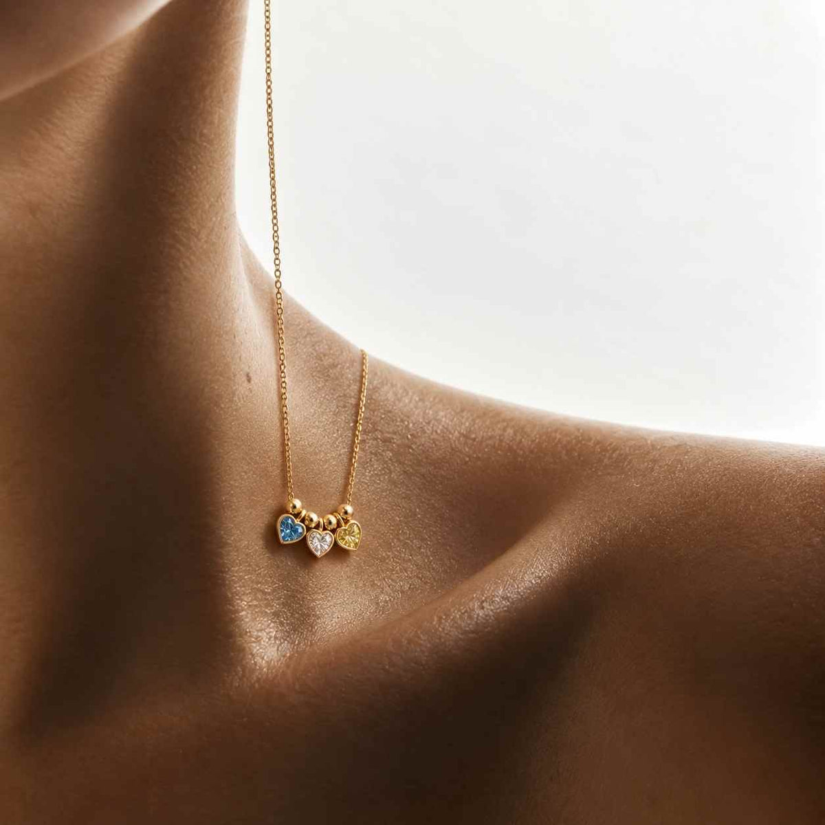 multi-shaped lab grown diamond pendant necklace, 14k gold three stone necklace, minimalist necklace for women, wedding anniversary gift
