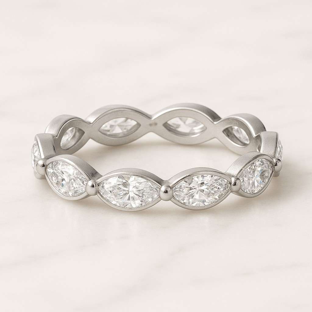 Multi Stone Ring, Diamond Wedding Band Marquise Ring