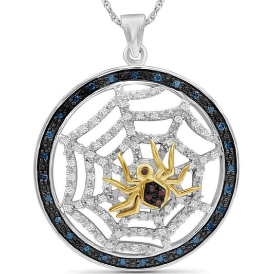 Multi Color Diamond Spider Web Pendant