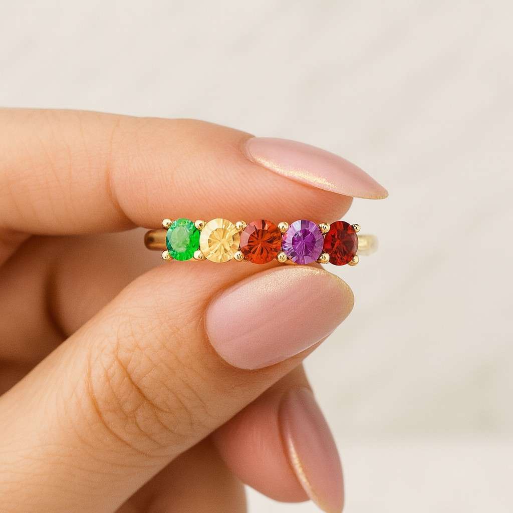 Multi Color Flush Diamond Band Multi Shape Engagement Band Customize Gemstone Stackable Wedding Band