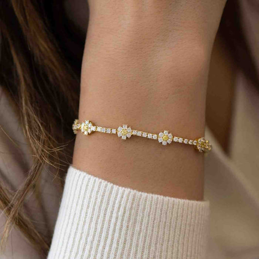 Multi Diamond Charm Bracelet, Diamond Flower Bracelet