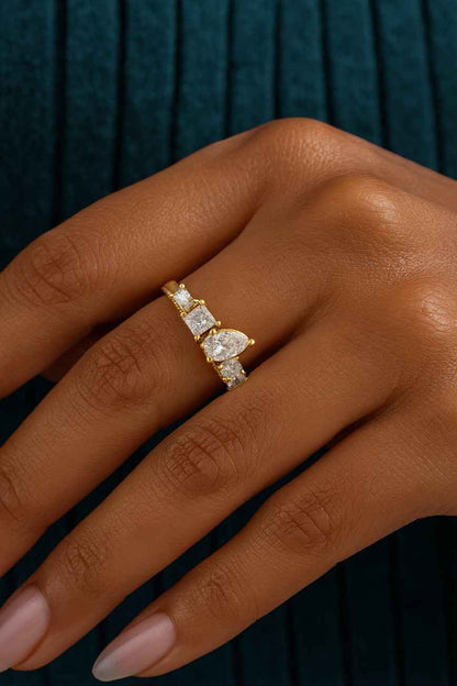 Multi Shape Lab Diamond Half Eternity Wedding Band  Women 925 Sterling Silver Proposal Ring  Stackable Bridal Band