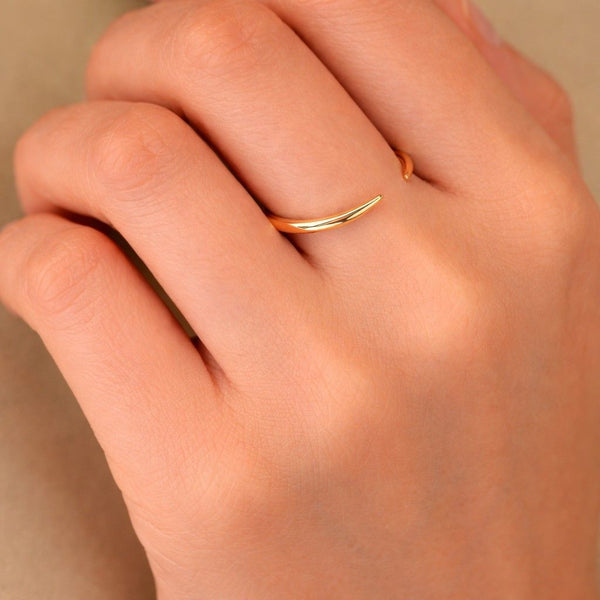 Open Claw 18K Gold Vermeil Ring • Stackable Gold Band • Modern Minimalist Gift For Her By JIORE
