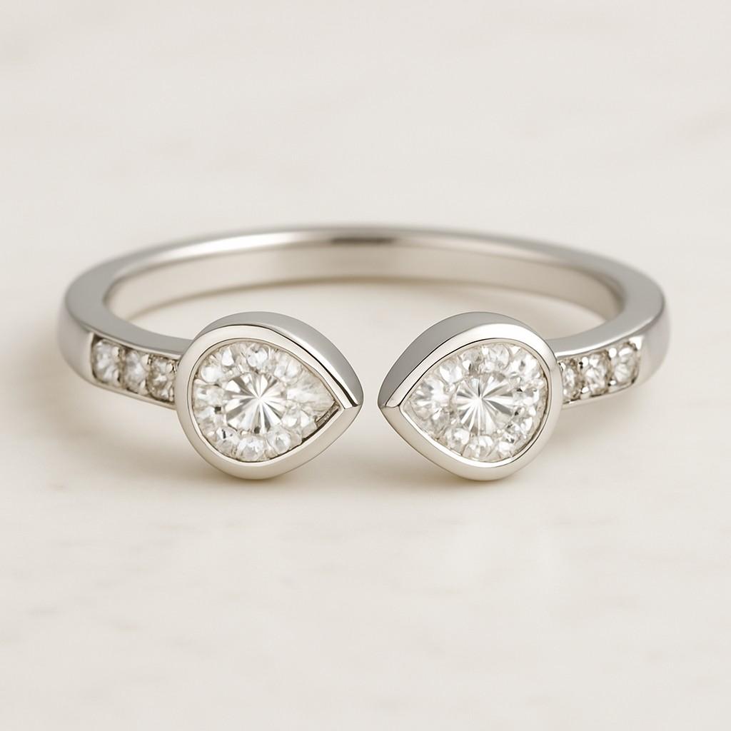 Natural Diamond Half Eternity Ring Pave Round Diamond Moissanite Engagement Ring Lab Grown Diamond Matching Wedding Band