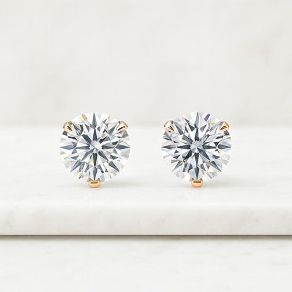 Bezel With Milgrain Set Studs 14K Solid Gold Earrings Everyday Wear Diamond Studs For Her