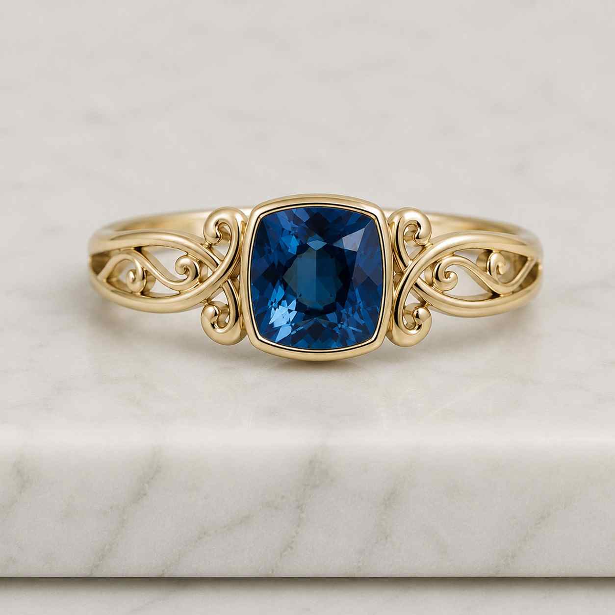 natural blue topaz ring solid 14kt yellow gold
