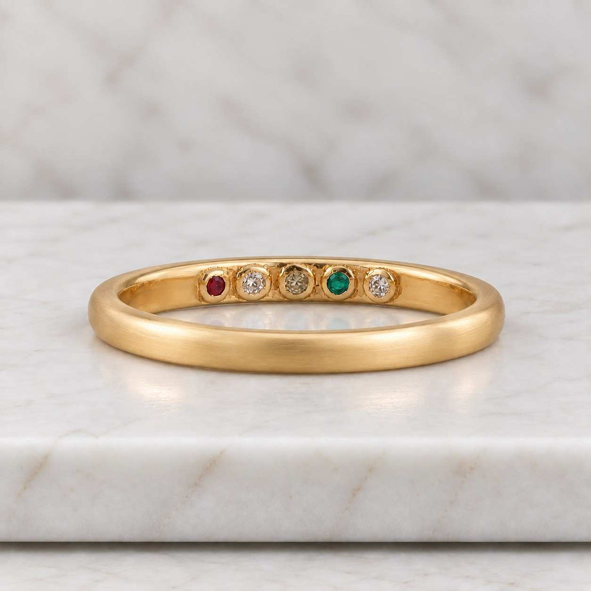 Round Cut Natural Colourful Tourmaline Ring For Women Solid Gold Wedding Engagement Band Gemstone Rainbow Color Ring Anniversary Ring Gift
