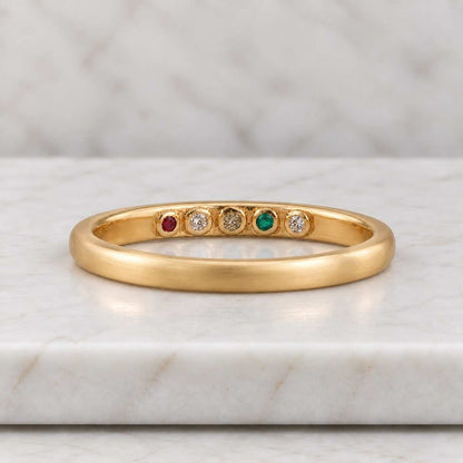 Round Cut Natural Colourful Tourmaline Ring For Women Solid Gold Wedding Engagement Band Gemstone Rainbow Color Ring Anniversary Ring Gift
