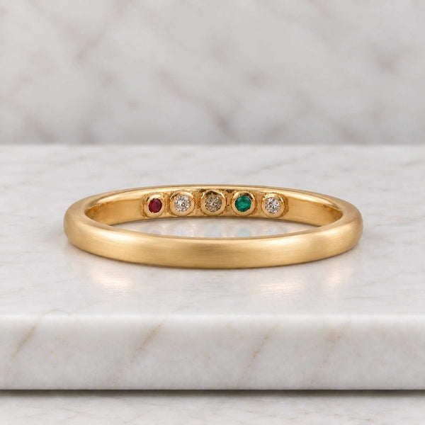 Round Cut Natural Colourful Tourmaline Ring For Women Solid Gold Wedding Engagement Band Gemstone Rainbow Color Ring Anniversary Ring Gift
