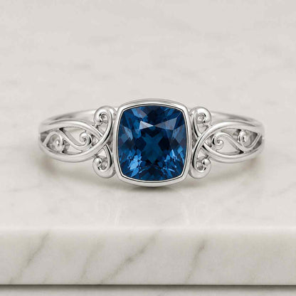 Natural London Blue Topaz Rings, Cushion Cut Topaz Wedding Rings, Anniversary Birthday Gifts, Blue Topaz Rings, Diamond Engagement Rings
