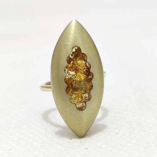 Natural Marquise Shape Adjustable Silver Ring