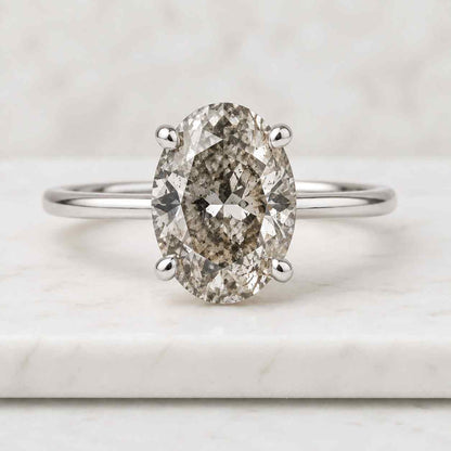 Natural Salt Pepper Grey Diamond 925 Sterling Silver Ring For Women Herkimer Diamond Engagement Ring Solitaire Ring Oval Cut Gemstone Rin