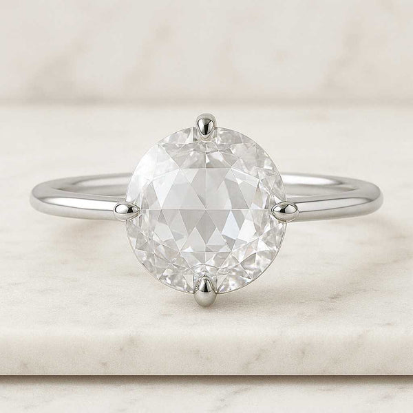 Natural rose-cut diamond solitaire engagement ring round rose-cut diamond ring minimalist diamond ring Ethical diamond Solid 14k gold