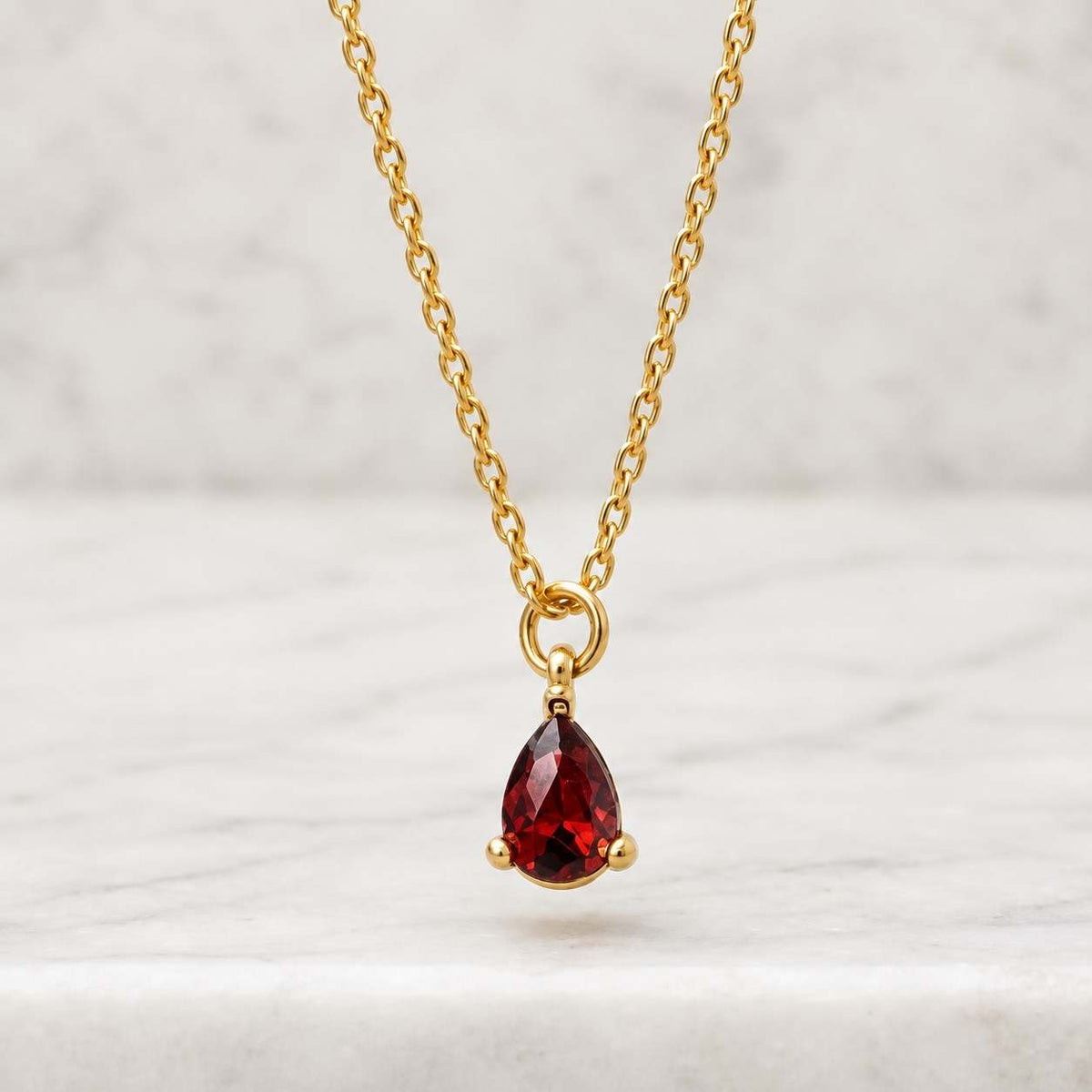 natural ruby pendant necklace, pear cut in sterling silver, july birthstone, rhodium plated
