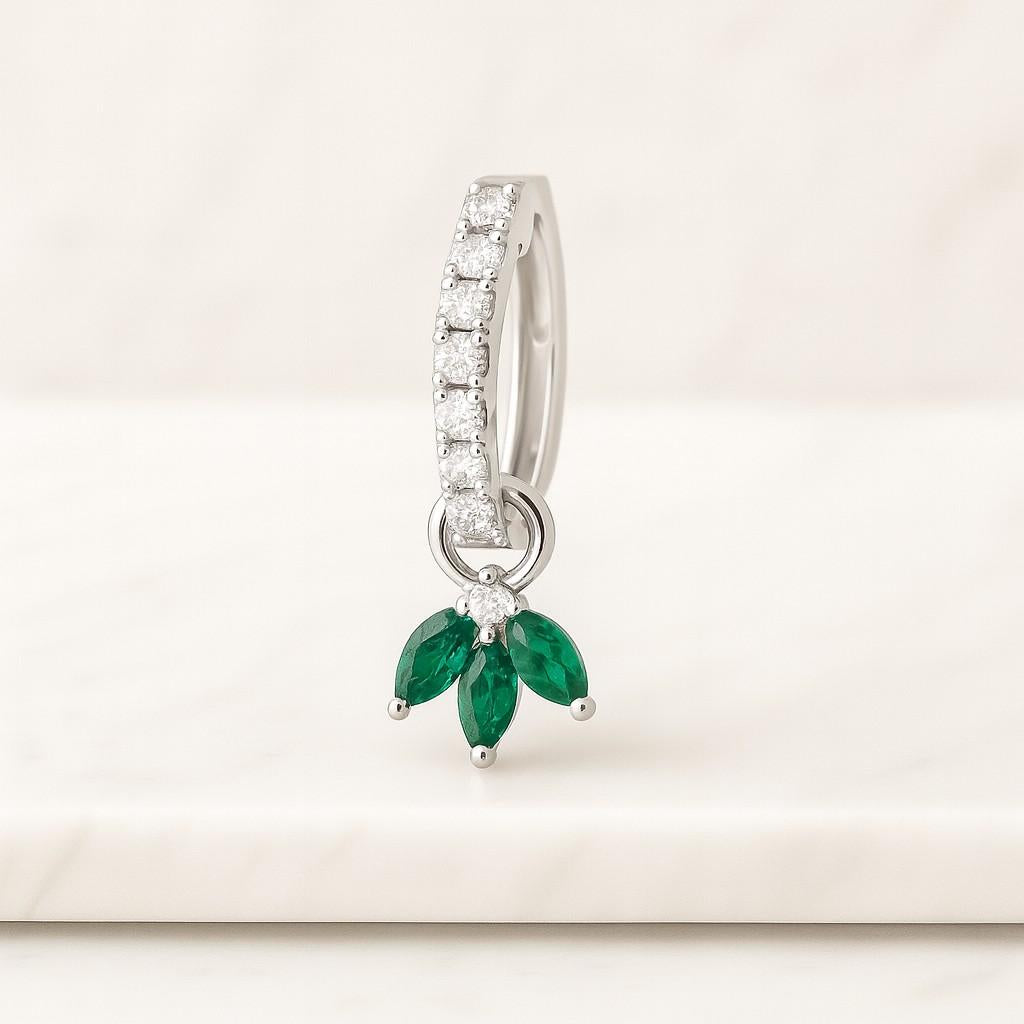 Marquise Emerald Earrings 14k Gold Marquise Cut Emerald in Halo Setting Diamond Studs