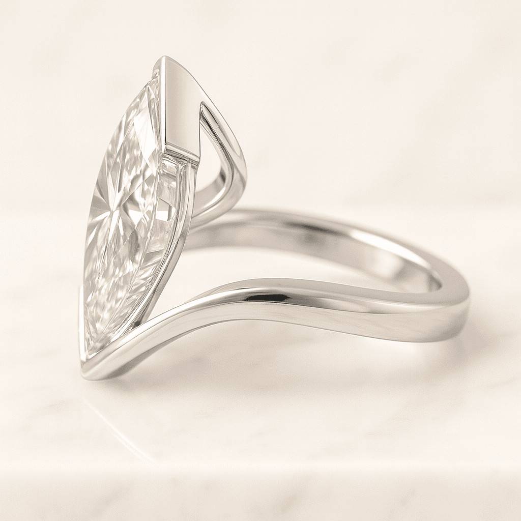 Nature Inspired Engraved Diamond Ring, Wedding Ring for Gift