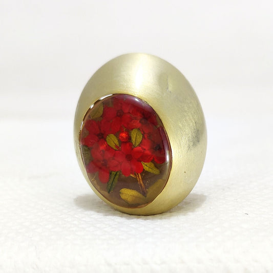 Nature Inspired Real Red Flowers Ring