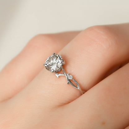 Nature Inspired Round Cut Diamond Engagement Ring