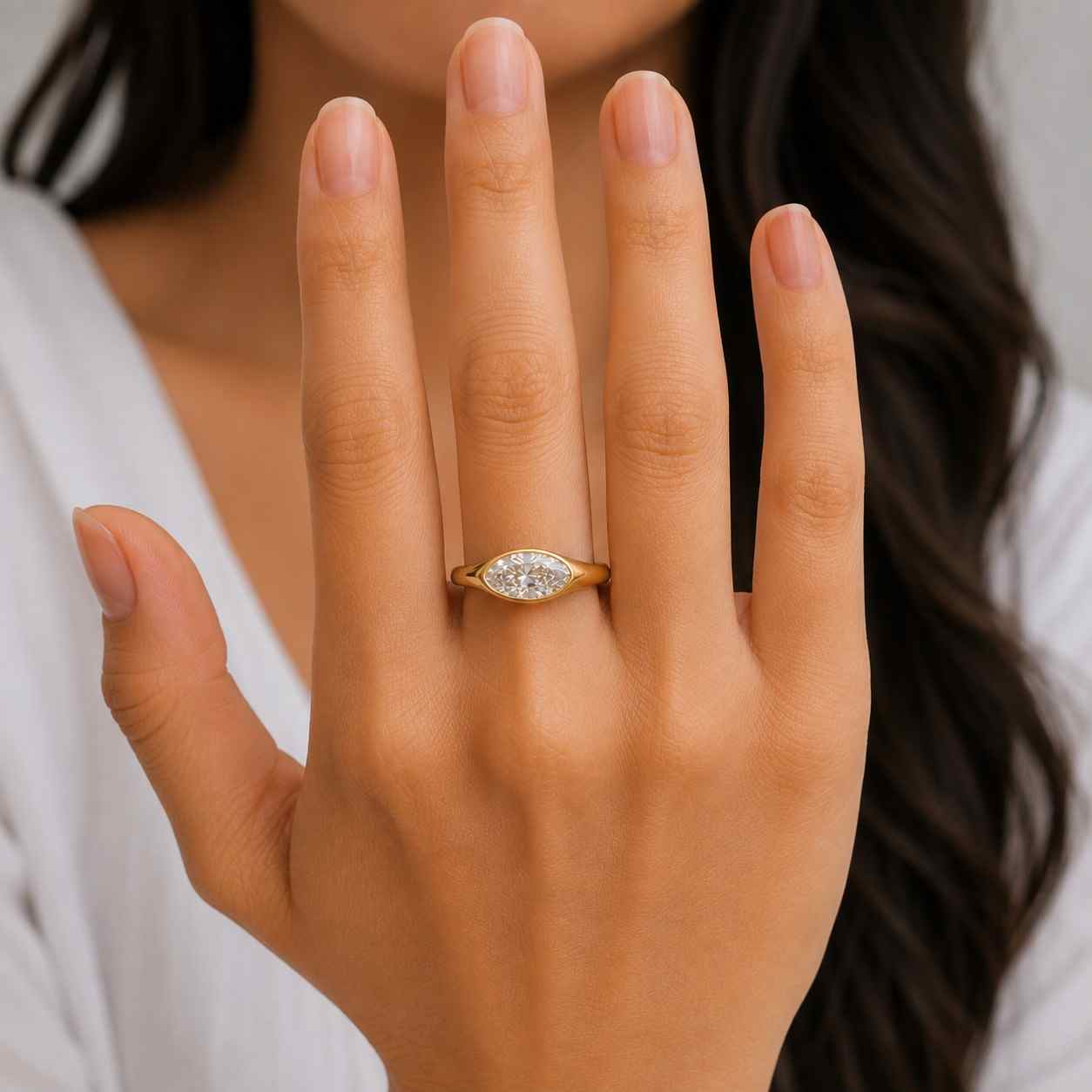 nature inspired yellow gold bridal ring, perfect gift for her