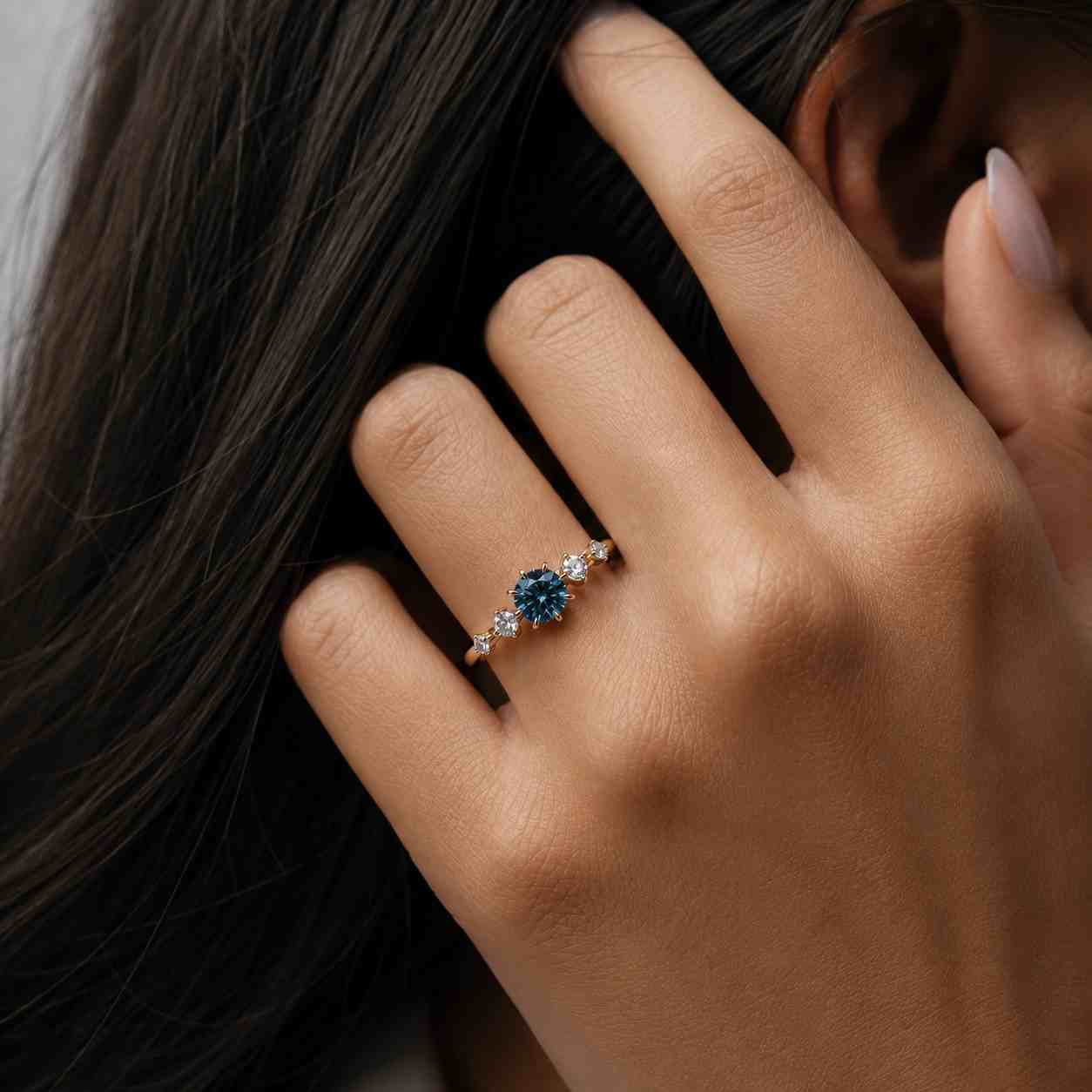 nautarl teal sapphire engagement ring real diamond unique oval blue green sapphire ring solid 14k/18k gold wedding bridal anniversary ring
