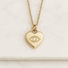 14k Yellow Gold Heart Shaped Evil Eye Necklace