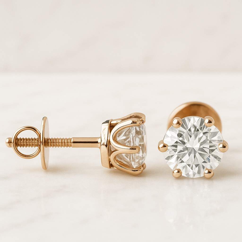 OEC Round Cut Lab Diamond Halo Studs Earrings