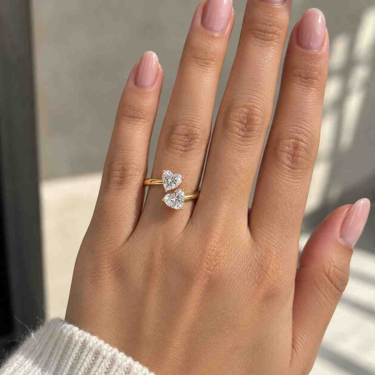 oec round & heart cut lab diamond toi et moi proposal ring, 