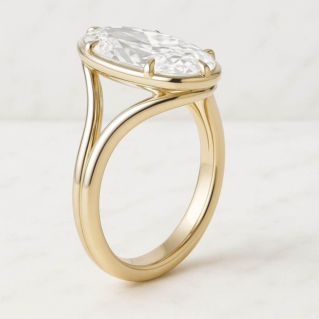 Old Mine Moval Cut Lab Diamond Solitaire Engagement Ring Hand Made Diamond Proposal Ring  Prong Set Diamond Ring 14K Solid Gold Ring