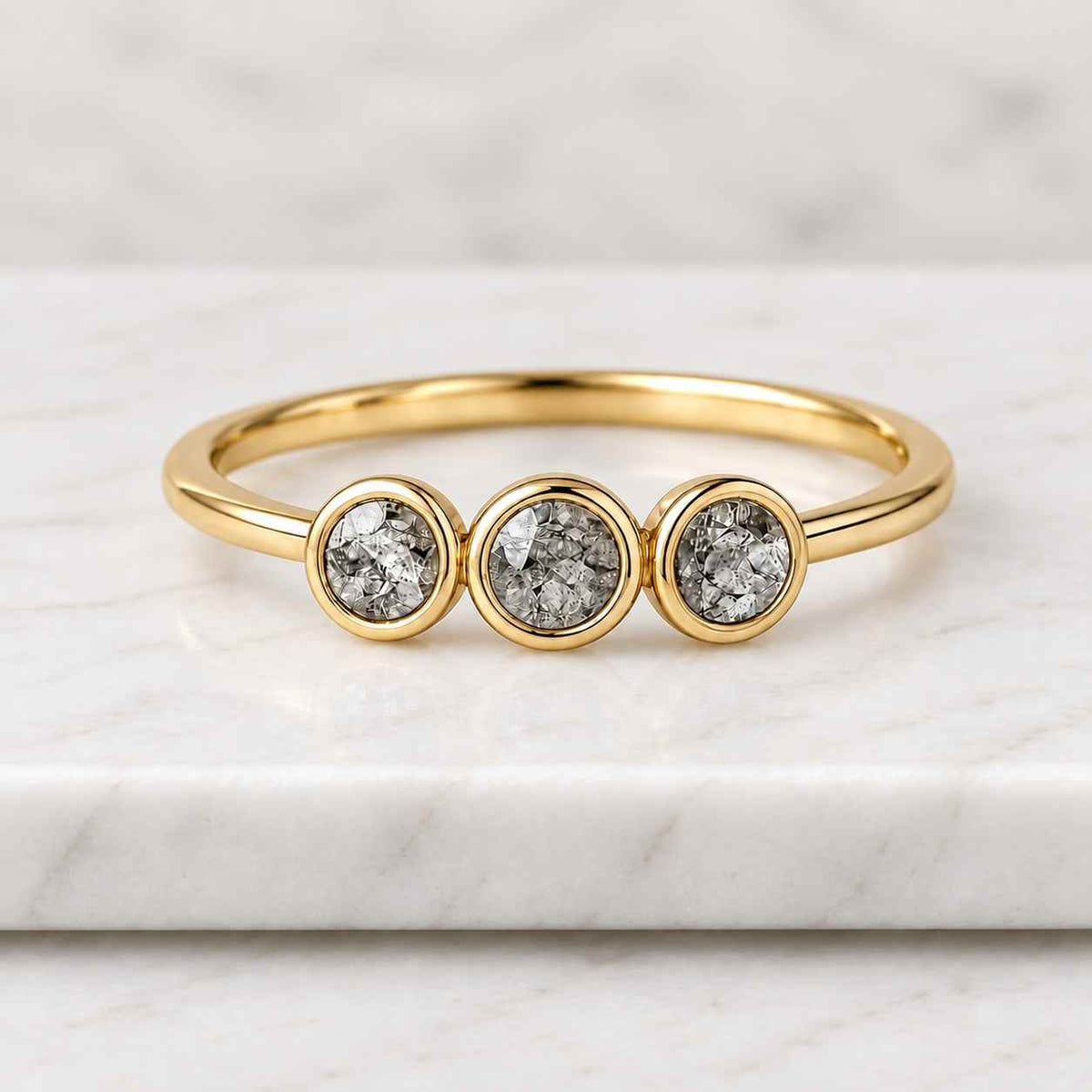 Lab Grown Diamond Three Stone Engagement Ring 1.694 CTW D VVS2 Certified Round Brilliant Cut Diamond Ring